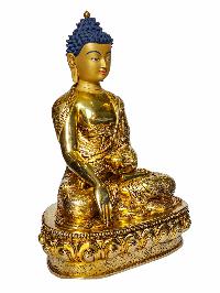 [shakyamuni Buddha], Buddhist Handmade Statue, [face Painted] And [gold Plated]