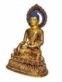 [shakyamuni Buddha], Buddhist Handmade Statue, [face Painted] And [gold Plated]