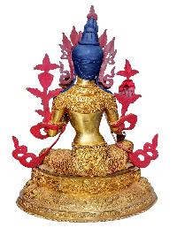 Hq, [green Tara], Buddhist Handmade Statue, [face Painted] And [gold Plated], Detailed Carving