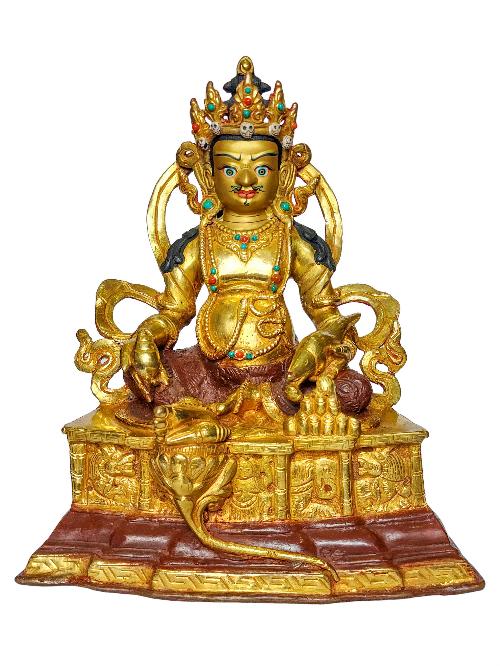[yellow Jambhala], Buddhist Handmade Statue, [face Painted] And [gold Plated]