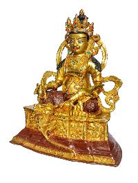 [yellow Jambhala], Buddhist Handmade Statue, [face Painted] And [gold Plated]