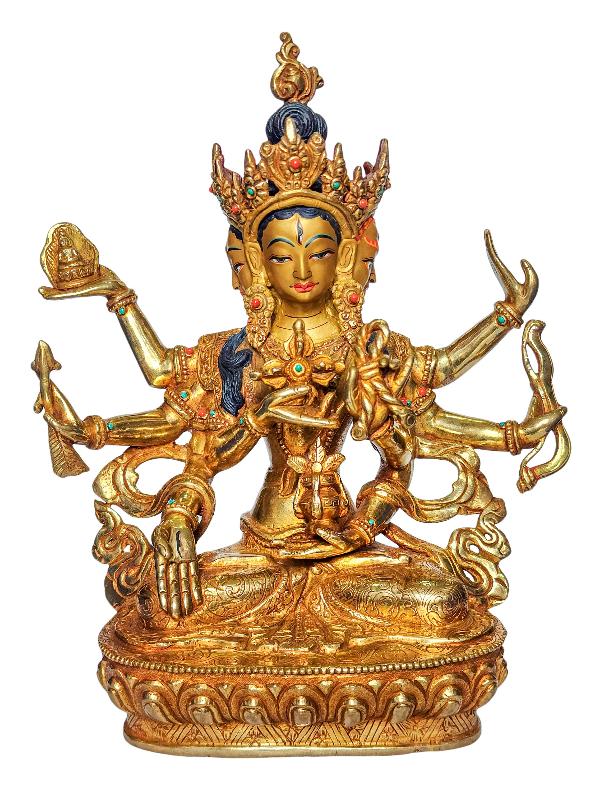 [namgyalma], Buddhist Handmade Statue, [face Painted] And [gold Plated]