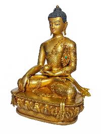 [shakyamuni Buddha], Buddhist Handmade Statue, [face Painted] And [gold Plated]