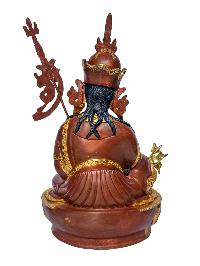 [padmasambhava], Buddhist Handmade Statue, [face Painted], [partly Gold Plated And Chocolate Oxidized]