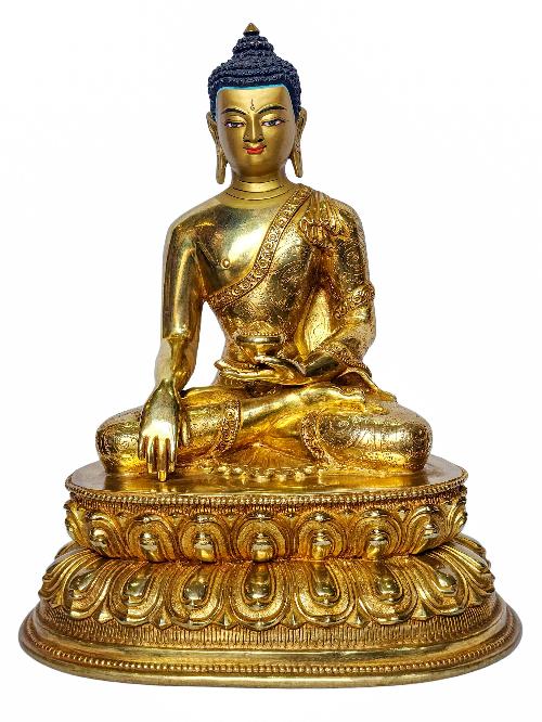 [shakyamuni Buddha], Buddhist Handmade Statue, [face Painted] And [gold Plated]