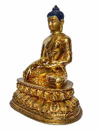 [shakyamuni Buddha], Buddhist Handmade Statue, [face Painted] And [gold Plated]