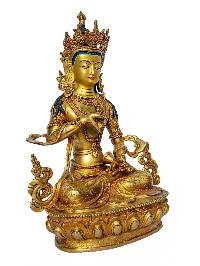 [vajrasattva], Buddhist Handmade Statue, [face Painted] And [gold Plated]
