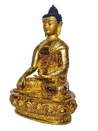 [shakyamuni Buddha], Buddhist Handmade Statue, [face Painted] And [gold Plated]