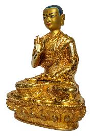 [tsongkhapa With His Disciple], Buddhist Handmade Statue, [face Painted] And [gold Plated]