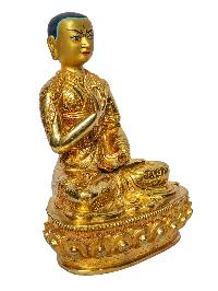 [tsongkhapa With His Disciple], Buddhist Handmade Statue, [face Painted] And [gold Plated]