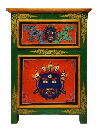 Tibetan Buddhist Cabinet With One Drawer And Onedoor, [painted]
