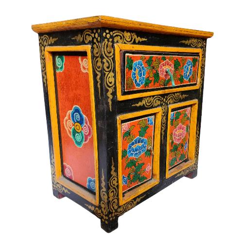 Tibetan Buddhist Cabinet With One Drawer And Two Door, [painted]