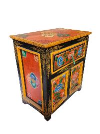 Tibetan Buddhist Cabinet With One Drawer And Two Door, [painted]
