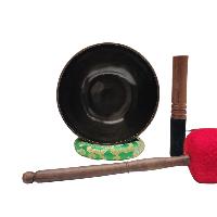 [jambati Singing Bowl], Buddhist Hand Beaten [carved], With Flower Design, [heart Chakra], [select Accessories]