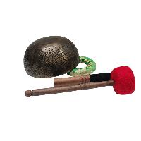 [jambati Singing Bowl], Buddhist Hand Beaten [carved], With Flower Design, [heart Chakra], [select Accessories]