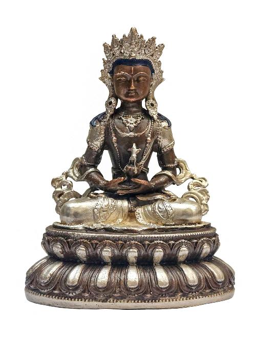 [aparimita], Buddhist Miniature Statue, [silver And Chocolate Oxidized]
