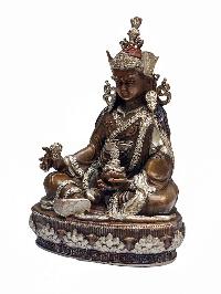 [padmasambhava], Buddhist Miniature Statue, [silver And Chocolate Oxidized]