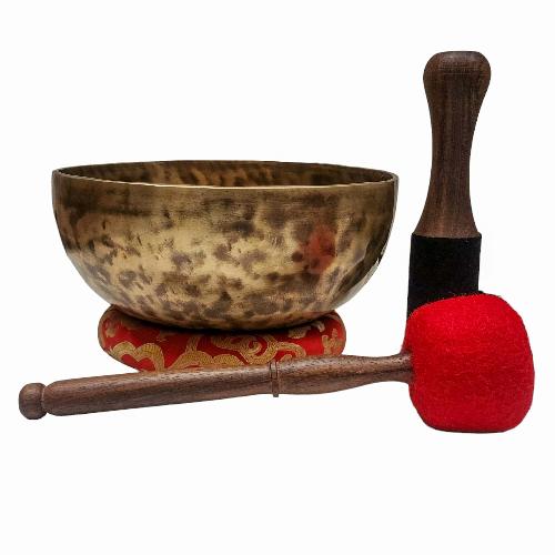 [handmade Singing Bowl], Buddhist Hand Beaten, Antique Finishing, [select Accessories]