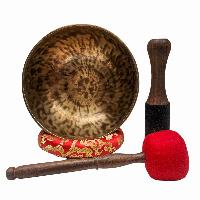 [handmade Singing Bowl], Buddhist Hand Beaten, Antique Finishing, [select Accessories]