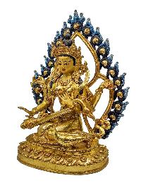 [saraswati], Buddhist Handmade Statue, [face Painted] And [gold Plated]