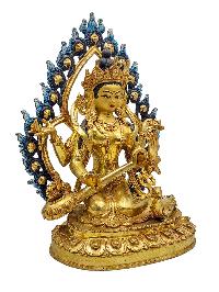 [saraswati], Buddhist Handmade Statue, [face Painted] And [gold Plated]