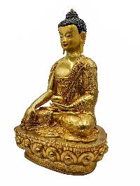 [shakyamuni Buddha], Buddhist Handmade Statue, [face Painted] And [gold Plated]
