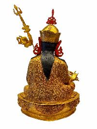 [padmasambhava], Buddhist Handmade Statue, [face Painted], [stone Setting] And [gold Plated]