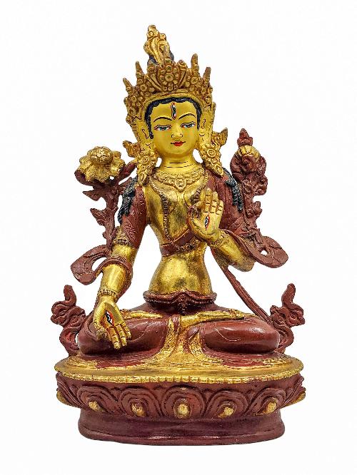 [best Price], [white Tara], Buddhist Handmade Statue, [partly Gold Plated], Wtih [face Painted], For A Gift, Altars And Buddhist Ritua