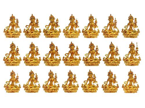 [green Tara], Buddhist Miniature Statue[gold Plated With Face Painted], 21 Tara Set