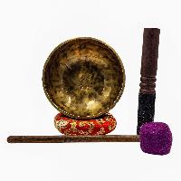 [jhumka Tiger Singing Bowl], Buddhist Hand Beaten, Antique Finishing, [select Accessories]