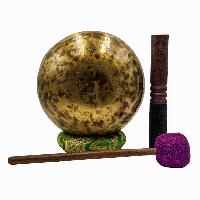 Jambati Singing Bowl, [tiger Antique], [jhumkat], Buddhist Hand Beaten, Antique Finishing, [select Accessories]