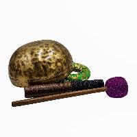 Jambati Singing Bowl, [tiger Antique], [jhumkat], Buddhist Hand Beaten, Antique Finishing, [select Accessories]