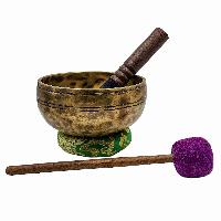 Jambati Singing Bowl, [tiger Antique], [jhumkat], Buddhist Hand Beaten, Antique Finishing, [select Accessories]