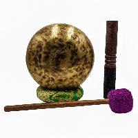 Jambati Singing Bowl, [tiger Antique], [jhumkat], Buddhist Hand Beaten, Antique Finishing, [select Accessories]