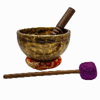 Jambati Singing Bowl, [tiger Antique], [jhumkat], Buddhist Hand Beaten, Antique Finishing, [select Accessories]