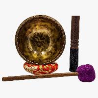 Jambati Singing Bowl, [tiger Antique], [jhumkat], Buddhist Hand Beaten, Antique Finishing, [select Accessories]