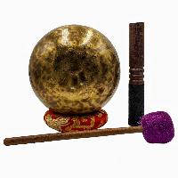 Jambati Singing Bowl, [tiger Antique], [jhumkat], Buddhist Hand Beaten, Antique Finishing, [select Accessories]