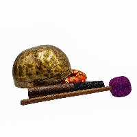 Jambati Singing Bowl, [tiger Antique], [jhumkat], Buddhist Hand Beaten, Antique Finishing, [select Accessories]