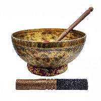 Jambati Singing Bowl, [tiger Antique], [jhumkat], Buddhist Hand Beaten, Antique Finishing, [select Accessories]