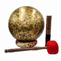 Jambati Singing Bowl, [tiger Antique], [jhumkat], Buddhist Hand Beaten, Antique Finishing, [select Accessories]