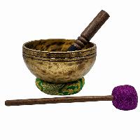 Jambati Singing Bowl, [tiger Antique], [jhumkat], Buddhist Hand Beaten, Antique Finishing, [select Accessories]