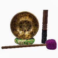 Jambati Singing Bowl, [tiger Antique], [jhumkat], Buddhist Hand Beaten, Antique Finishing, [select Accessories]