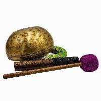 Jambati Singing Bowl, [tiger Antique], [jhumkat], Buddhist Hand Beaten, Antique Finishing, [select Accessories]