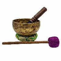 Jambati Singing Bowl, [tiger Antique], [jhumkat], Buddhist Hand Beaten, Antique Finishing, [select Accessories]