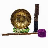 Jambati Singing Bowl, [tiger Antique], [jhumkat], Buddhist Hand Beaten, Antique Finishing, [select Accessories]