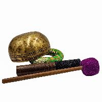 Jambati Singing Bowl, [tiger Antique], [jhumkat], Buddhist Hand Beaten, Antique Finishing, [select Accessories]
