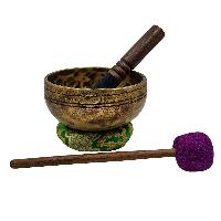 Jambati Singing Bowl, [tiger Antique], [jhumkat], Buddhist Hand Beaten, Antique Finishing, [select Accessories]