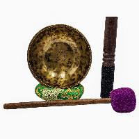 Jambati Singing Bowl, [tiger Antique], [jhumkat], Buddhist Hand Beaten, Antique Finishing, [select Accessories]