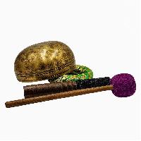 Jambati Singing Bowl, [tiger Antique], [jhumkat], Buddhist Hand Beaten, Antique Finishing, [select Accessories]