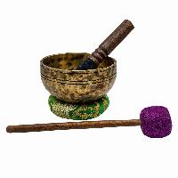 Jambati Singing Bowl, [tiger Antique], [jhumkat], Buddhist Hand Beaten, Antique Finishing, [select Accessories]